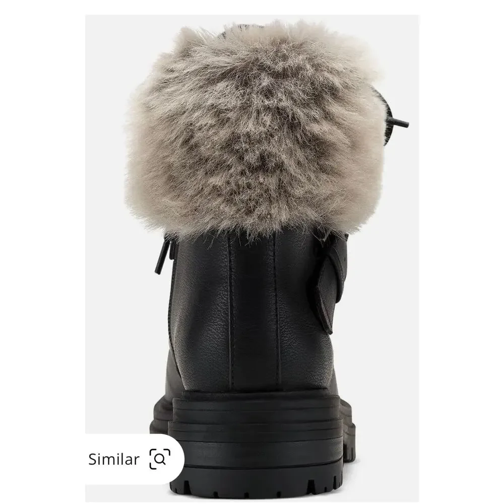 Sun + Stone Orlenaa Cold Weather Bootie with faux fur trim 10 New df1